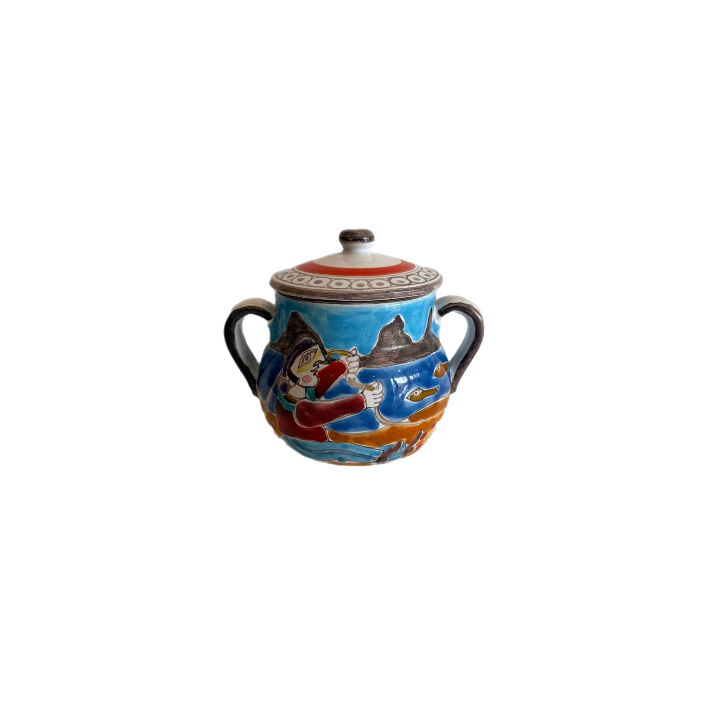 Original Vintage Giovanni DeSimone Sugar Bowl - Fisherman Motif