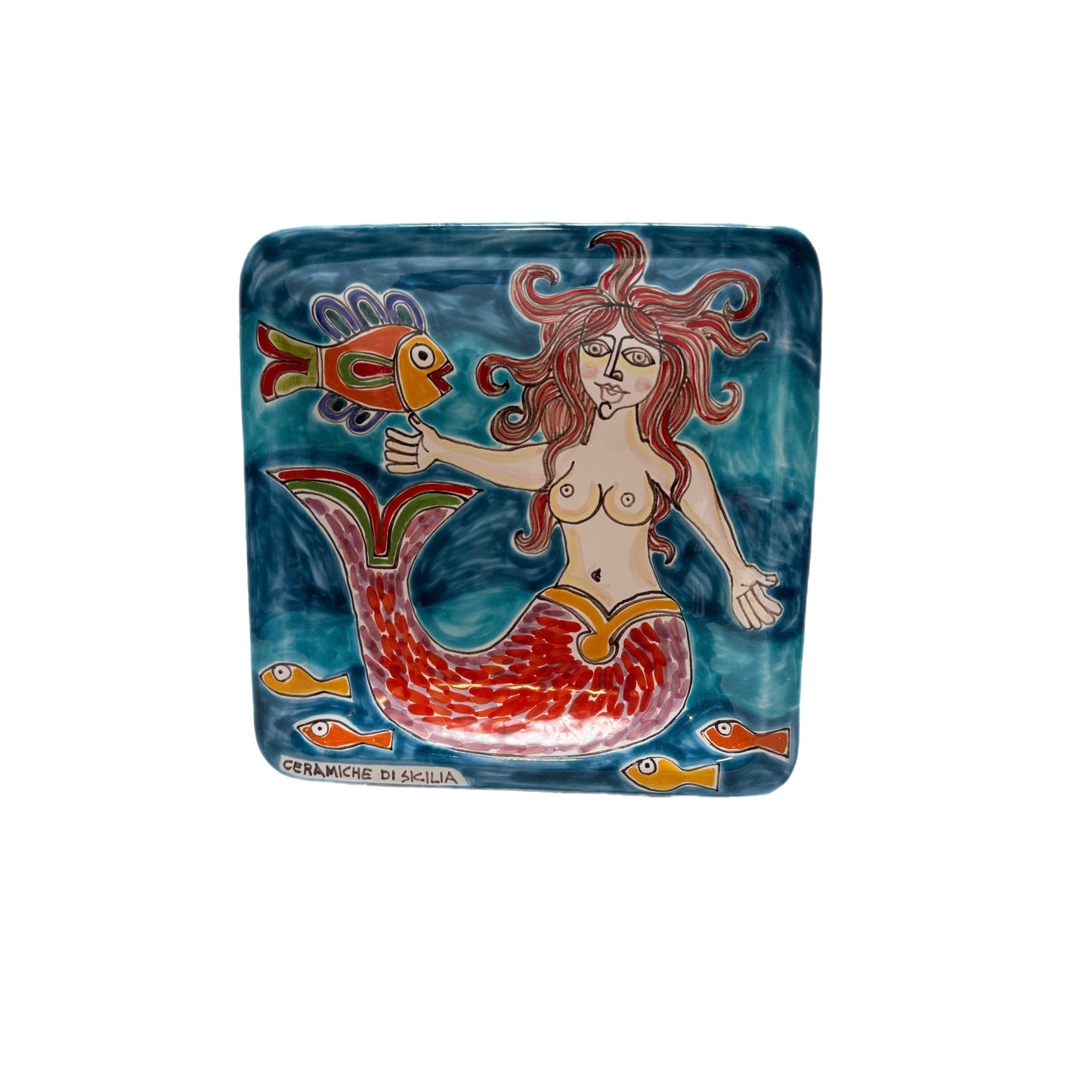 Ceramiche Di Sicilia Collectible Square Tray - Mermaid