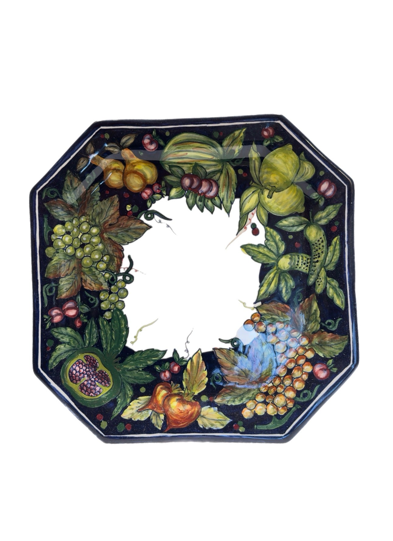 PRE-OWNED Franco Mari Black Fruit Octagonal Plate