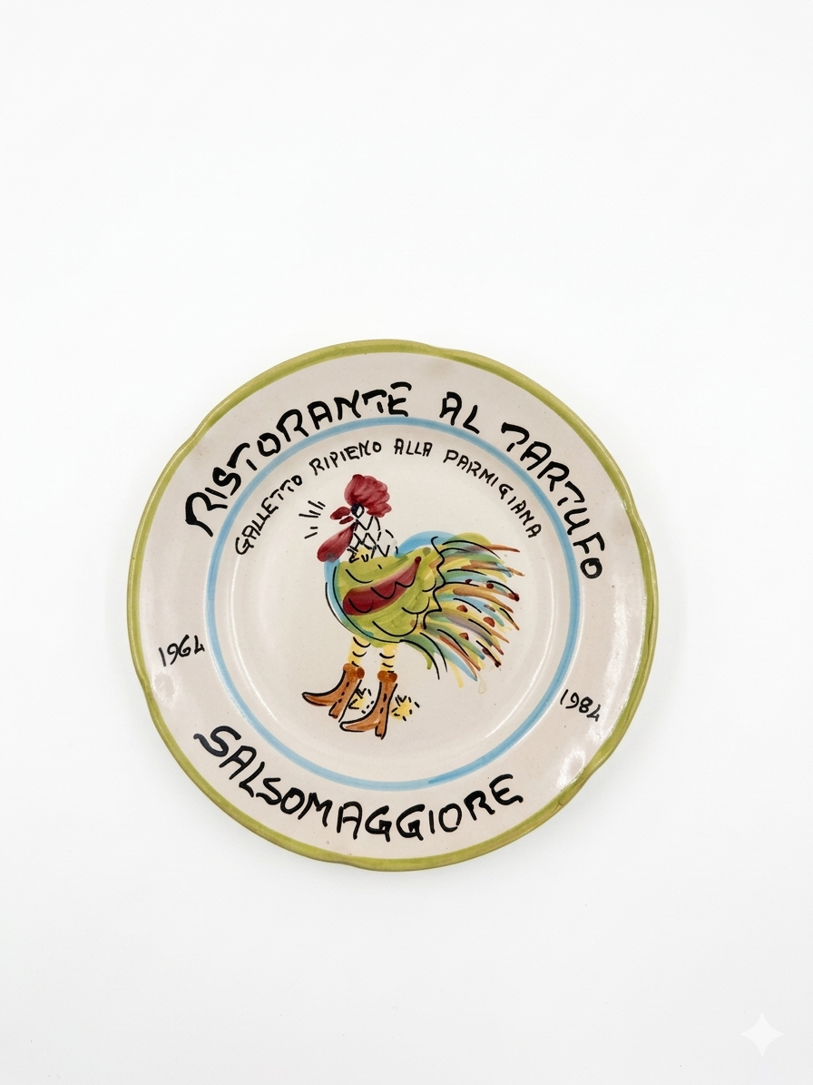 Hand-Painted Italian Buon Ricordo Plate – Salsomaggiore Rooster