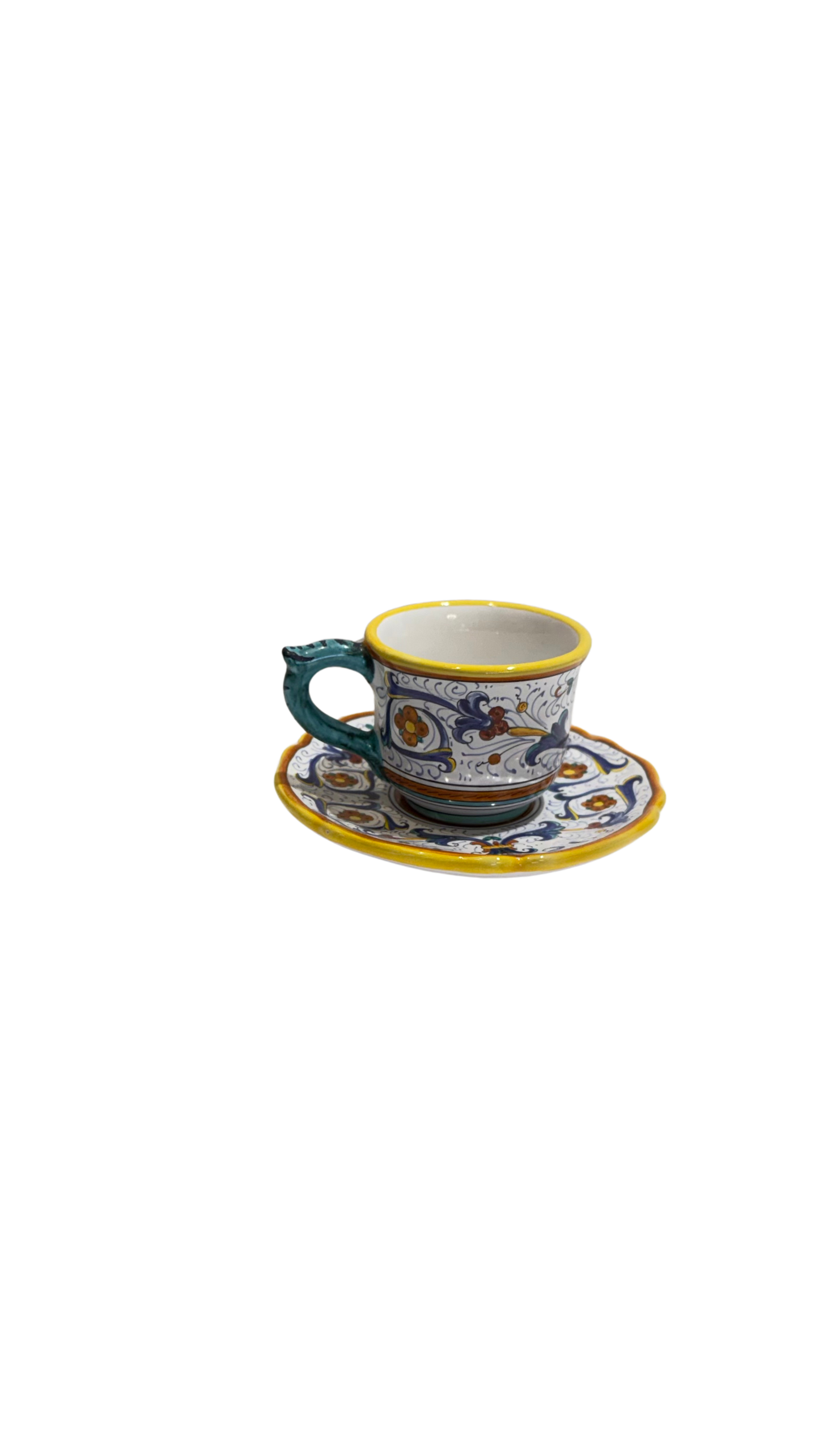 VINTAGE & COLLECTIBLE CERAMICS Ricco Deruta Espresso Cup & Saucer — CAMA Ceramiche, Deruta