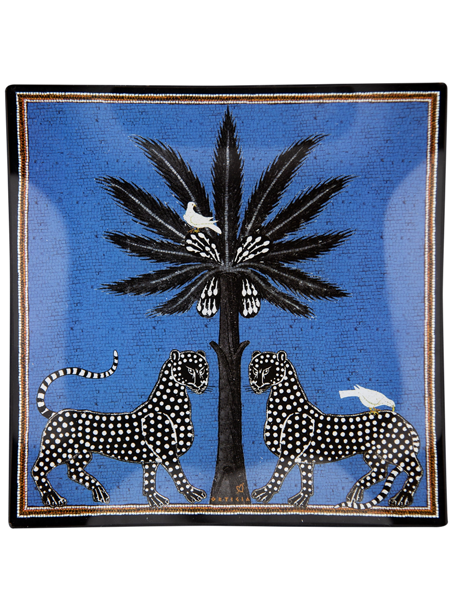 Ortigia Sicilia Large Glass Plate Mosaico - Blue