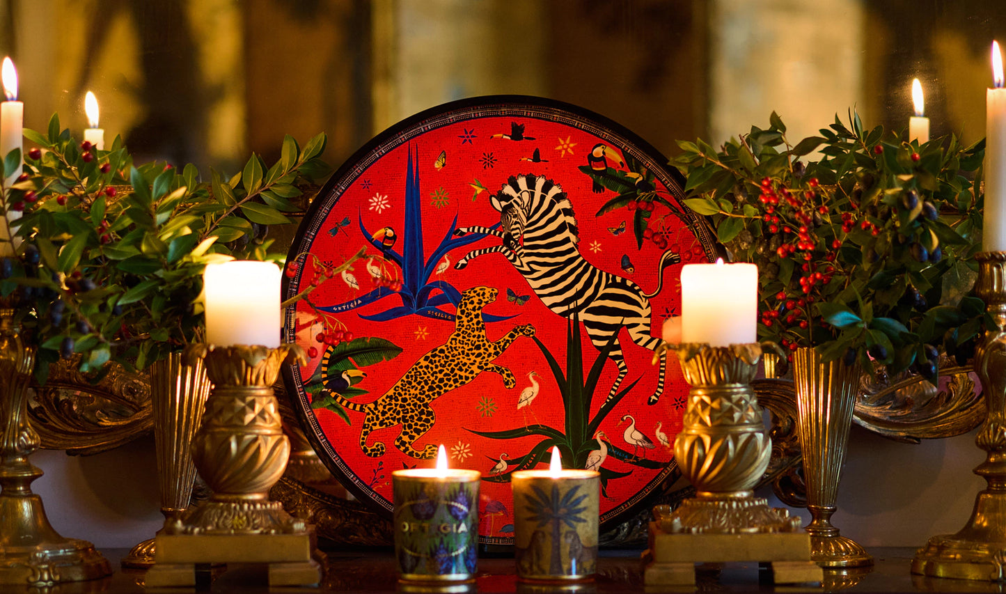 Ortigia Sicilia Red Jungle Tray - 16" x 16"