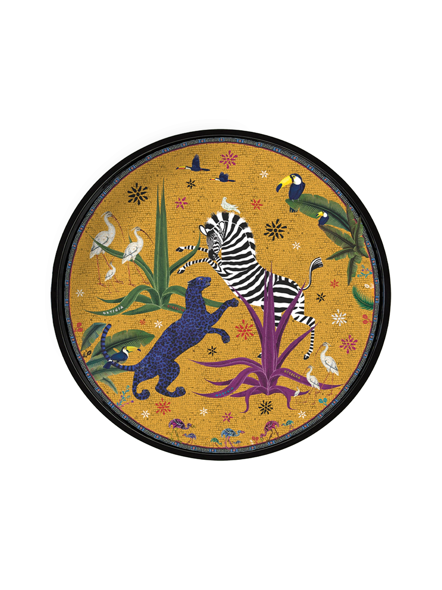 Ortigia Sicilia Tray: Jungle, 16"d - Yellow