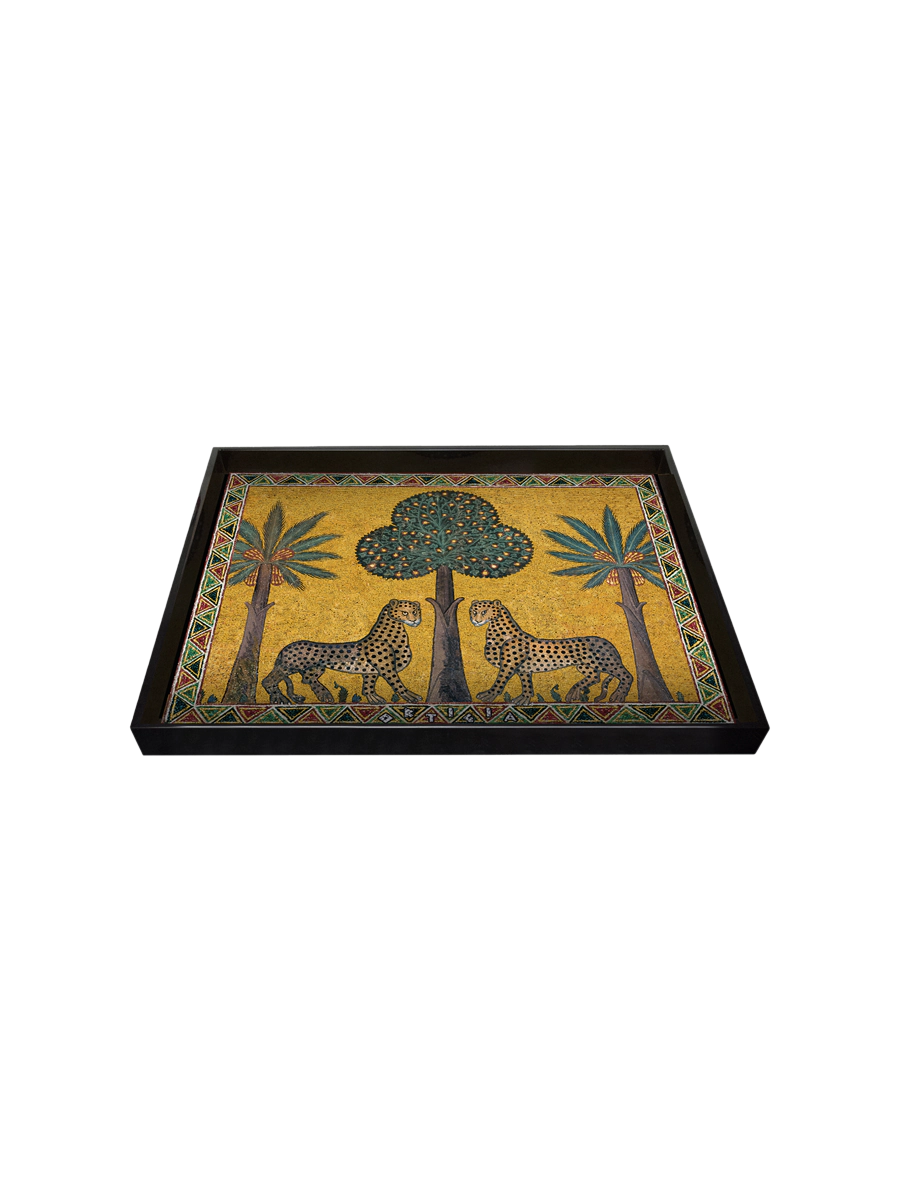 Ortigia Sicilia Tray: Panthers, 7x5 - yellow