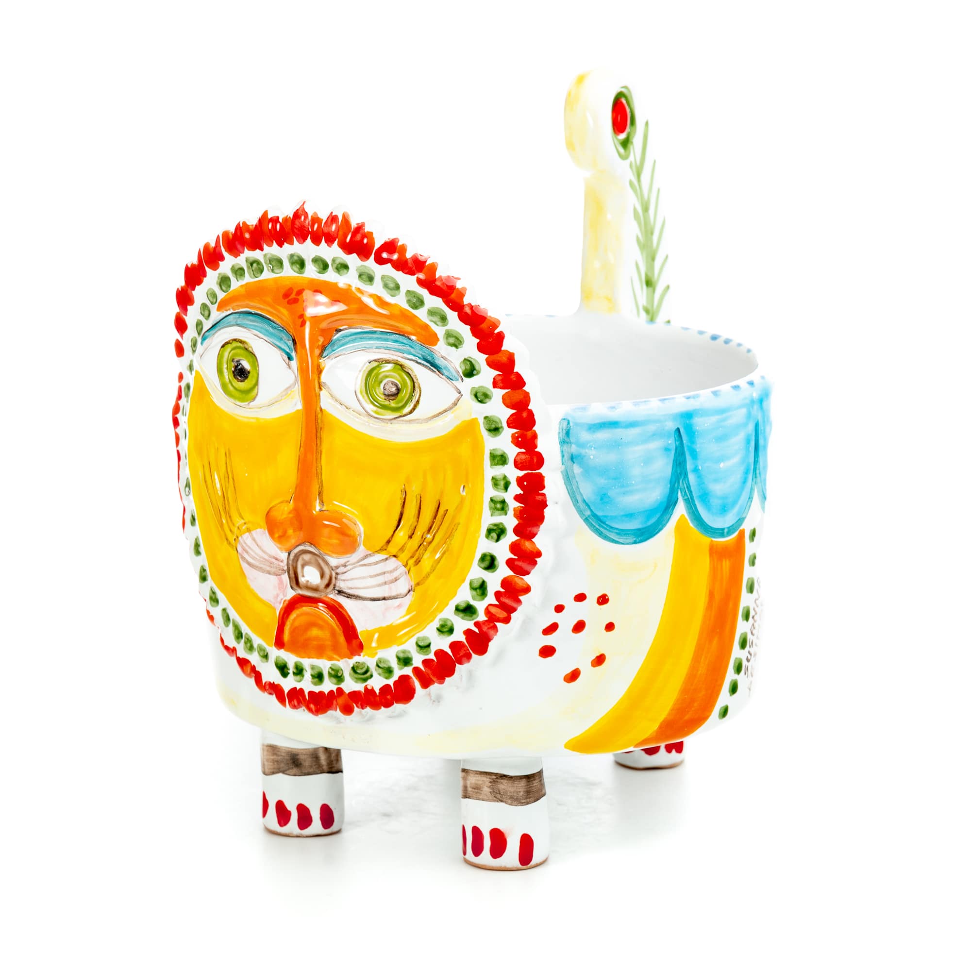 plastic lion planter Hand-Painted Lion Cachepot by Susanna De Simone – 9" Wide – Biordi Art Imports