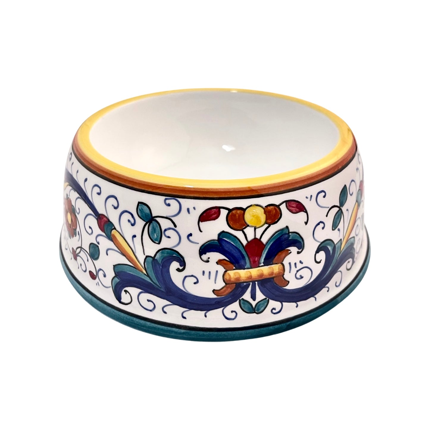 MOD Ricco Deruta Dog Bowl, Medium, ceramics, pottery, italian design, majolica, handmade, handcrafted, handpainted, home decor, kitchen art, home goods, deruta, majolica, Artisan, treasures, traditional art, modern art, gift ideas, style, SF, shop small business, artists, shop online, landmark store, legacy, one of a kind, limited edition, gift guide, gift shop, retail shop, decorations, shopping, italy, home staging, home decorating, home interiors