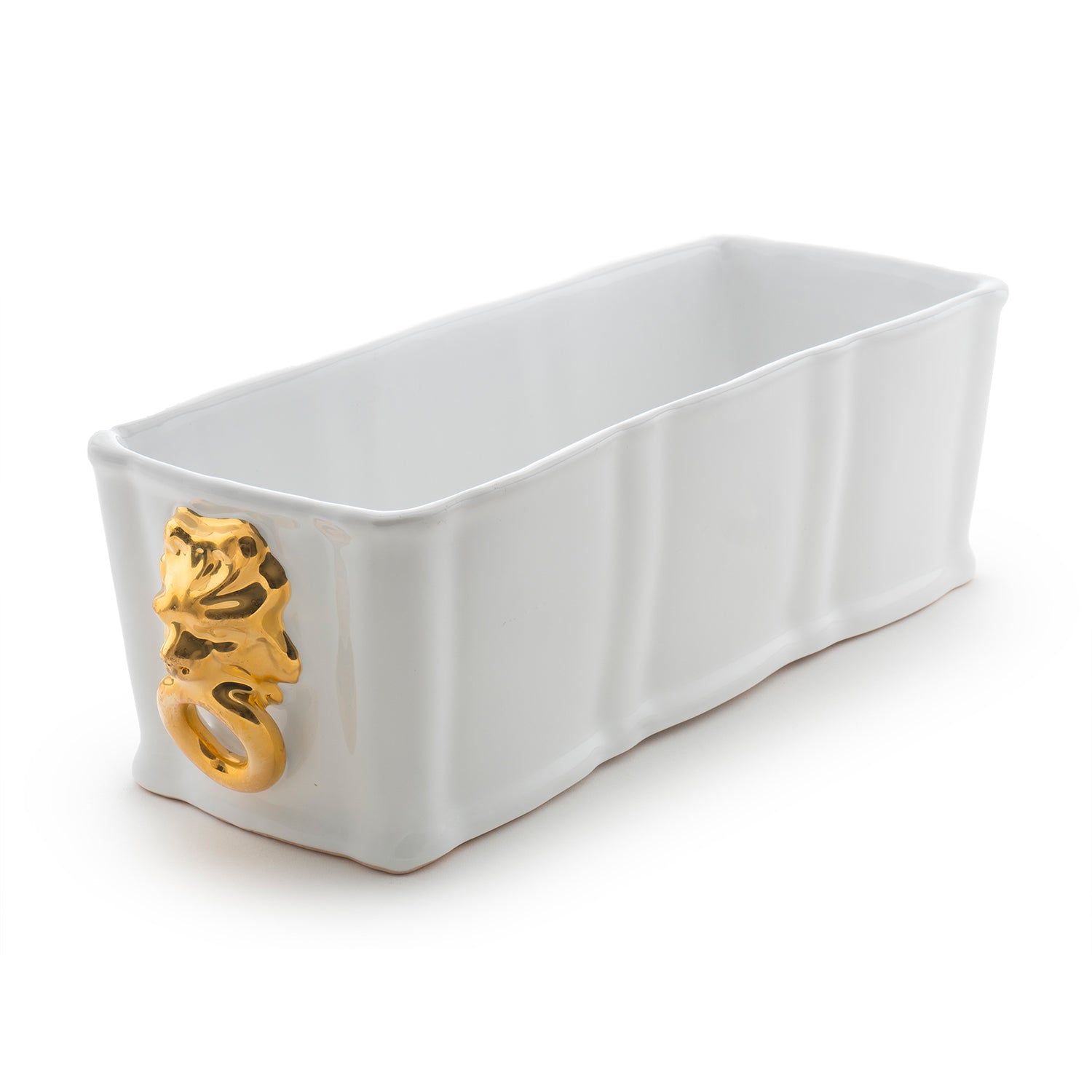 plastic lion planter Ceramic White Planter with 24 Karat Gold Lion – Biordi Art Imports