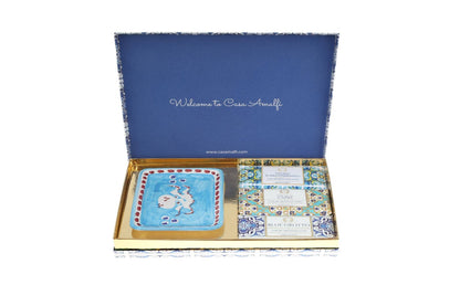 Blue Maiolica Gift Set — Hand-Painted Octopus Soap Dish & Three Italian Soaps