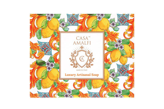 Lemon Maiolica Gift Set — Hand-Painted Soap Dish & Three Italian Soaps