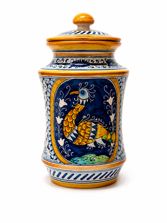 VINTAGE & COLLECTIBLE CERAMICS Bertini “Pavone Reale" Italian Ceramic Canister