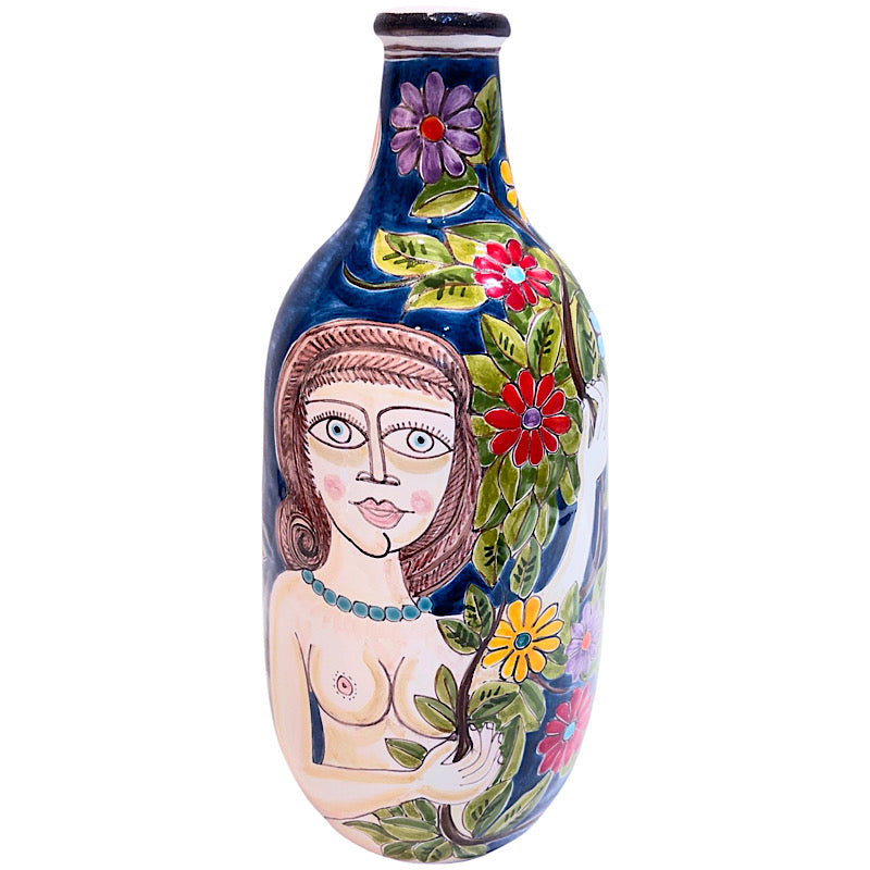 Adam & Eve Hands Bottle Vase, ceramics, pottery, italian design, majolica, handmade, handcrafted, handpainted, home decor, kitchen art, home goods, deruta, majolica, Artisan, treasures, traditional art, modern art, gift ideas, style, SF, shop small business, artists, shop online, landmark store, legacy, one of a kind, limited edition, gift guide, gift shop, retail shop, decorations, shopping, italy, home staging, home decorating, home interiors