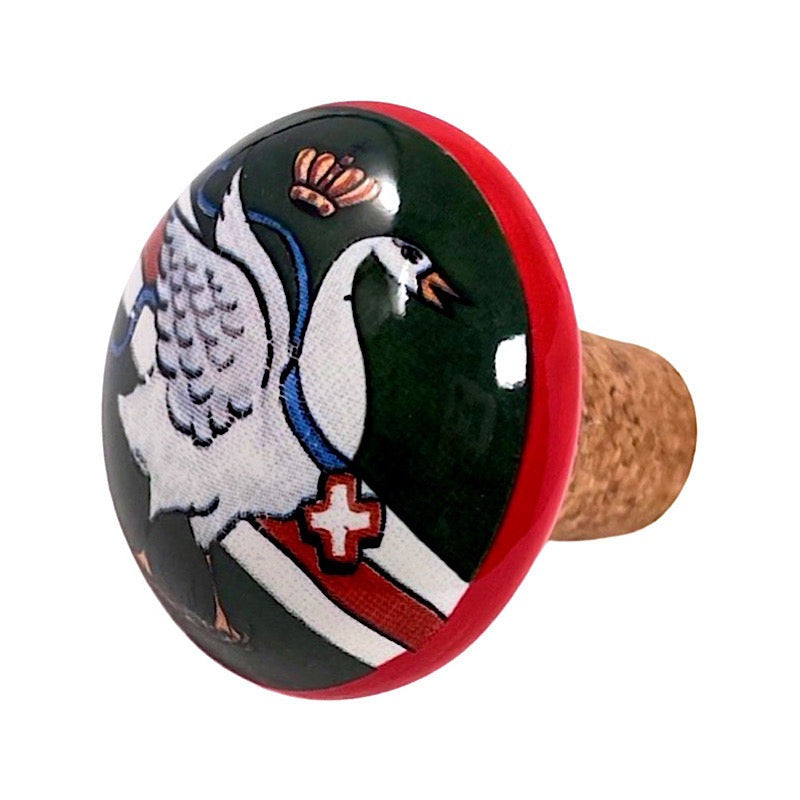 Contrade Design Wine Stopper: Goose, ceramics, pottery, italian design, majolica, handmade, handcrafted, handpainted, home decor, kitchen art, home goods, deruta, majolica, Artisan, treasures, traditional art, modern art, gift ideas, style, SF, shop small business, artists, shop online, landmark store, legacy, one of a kind, limited edition, gift guide, gift shop, retail shop, decorations, shopping, italy, home staging, home decorating, home interiors