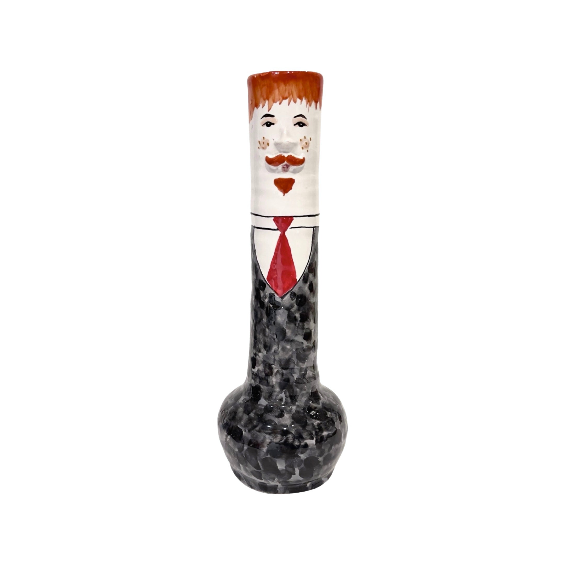 Funny People Squatty Red Haired Red Tie Vase
