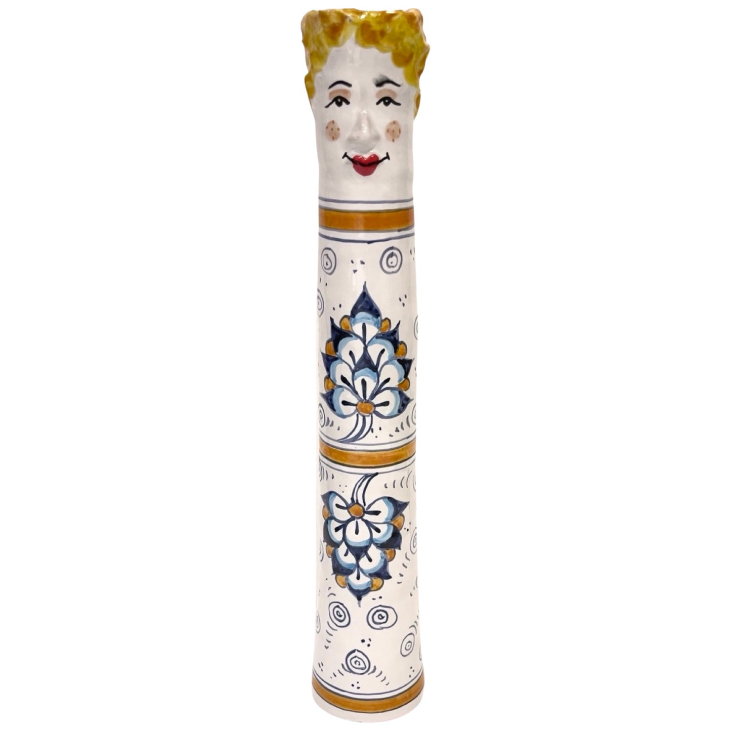 Funny People Blue & Gold Flower Vase