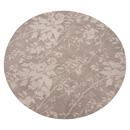 Busatti Leather & Coated Linen Round Placemat: Taupe Floral - Set of 2