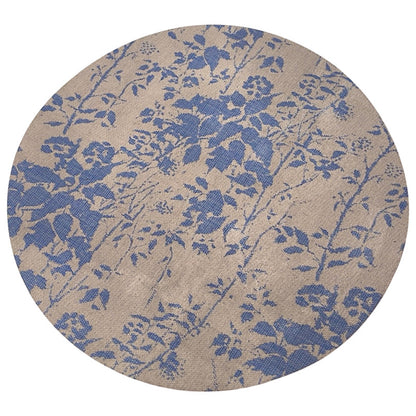 Busatti Leather & Coated Linen Placemat Round: Blue Floral - Set of 2