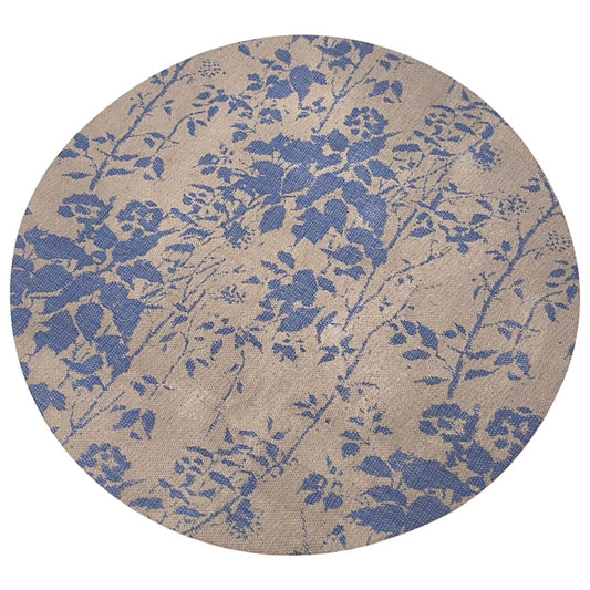 Busatti Leather & Coated Linen Placemat Round: Blue Floral - Set of 2