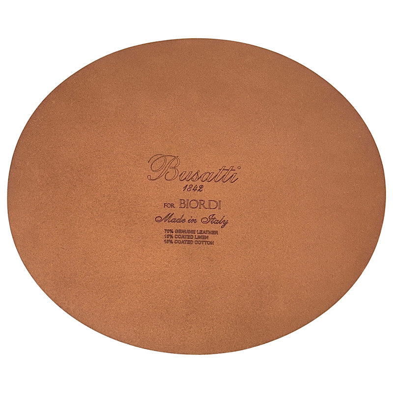 Busatti Leather & Coated Linen Placemat Oval: Red - Set of 2