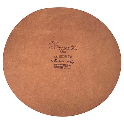 Busatti Leather & Coated Linen Round Placemat: Taupe Floral - Set of 2