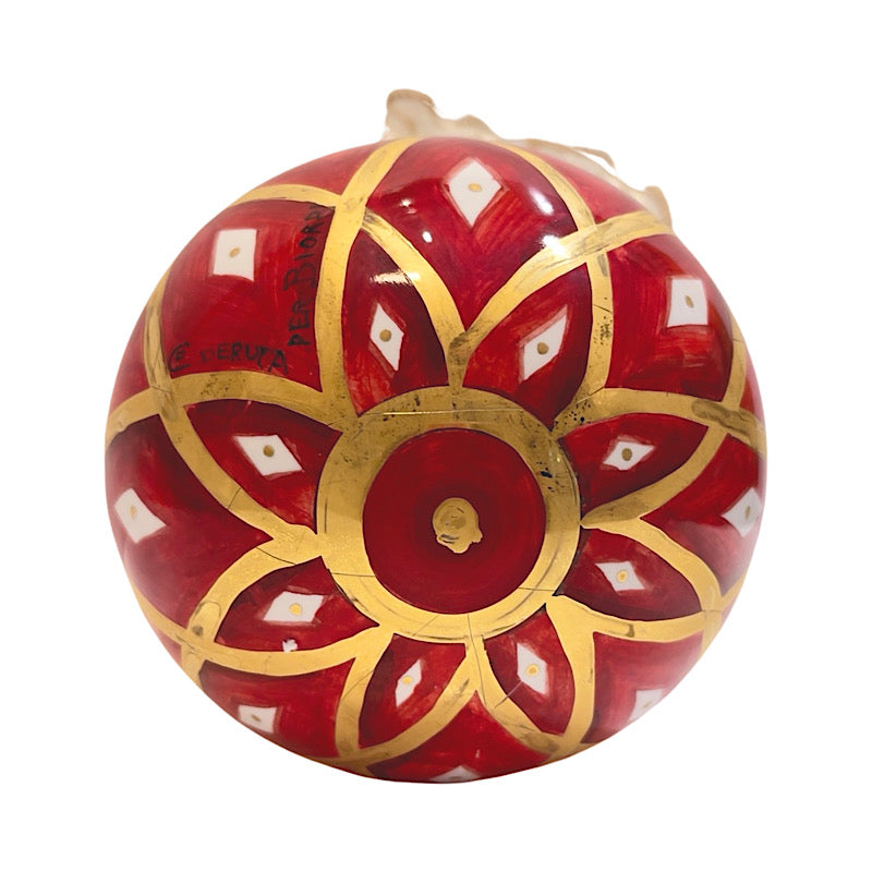 Red Diamond Ornament w/ 24 Karat Gold, ceramics, pottery, italian design, majolica, handmade, handcrafted, handpainted, home decor, kitchen art, home goods, deruta, majolica, Artisan, treasures, traditional art, modern art, gift ideas, style, SF, shop small business, artists, shop online, landmark store, legacy, one of a kind, limited edition, gift guide, gift shop, retail shop, decorations, shopping, italy, home staging, home decorating, home interiors