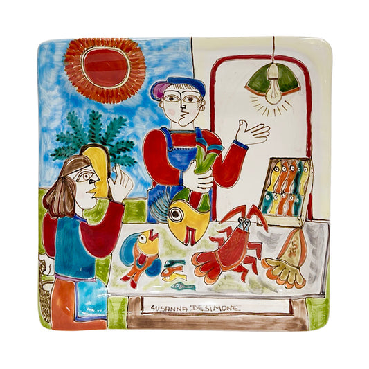 Square Deep Fish Market Ceramic Dish