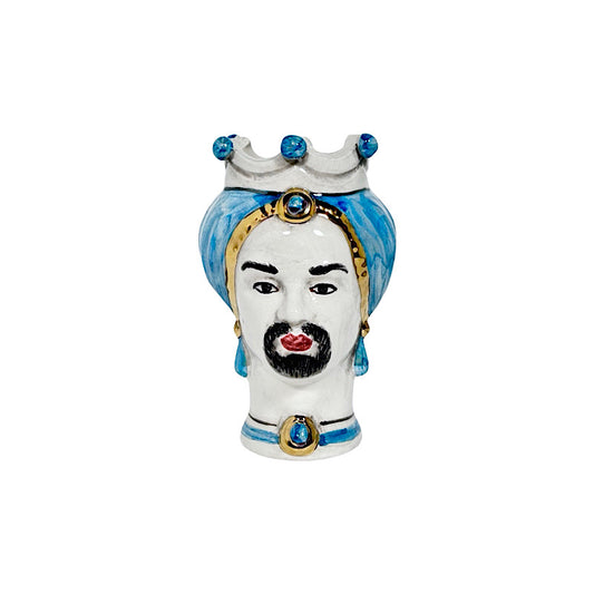 Modern Moro Moorish Head, Mini Size, Iridescent Blue