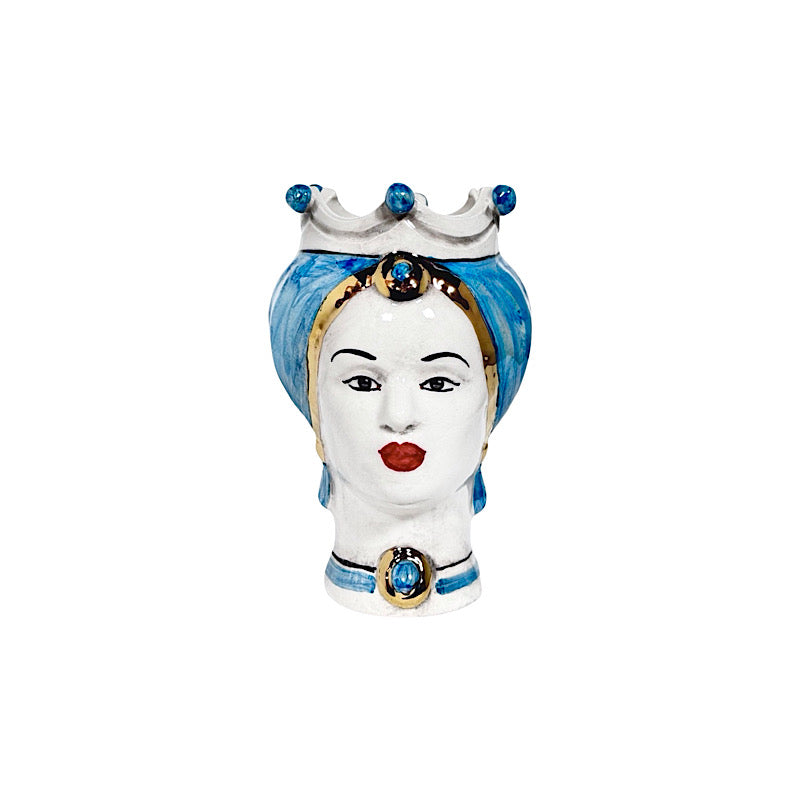 Modern Regina Moorish Head, Mini Size, Iridescent Blue