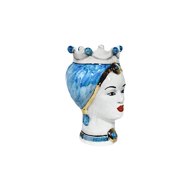 Modern Regina Moorish Head, Mini Size, Iridescent Blue