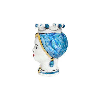 Modern Regina Moorish Head, Mini Size, Iridescent Blue