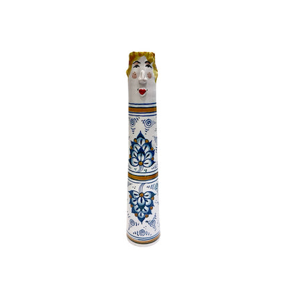 Funny People Blue & Gold Flower Vase