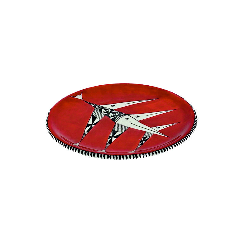 Liguori Round Sushi Plate di Vietri sul Mare - Red