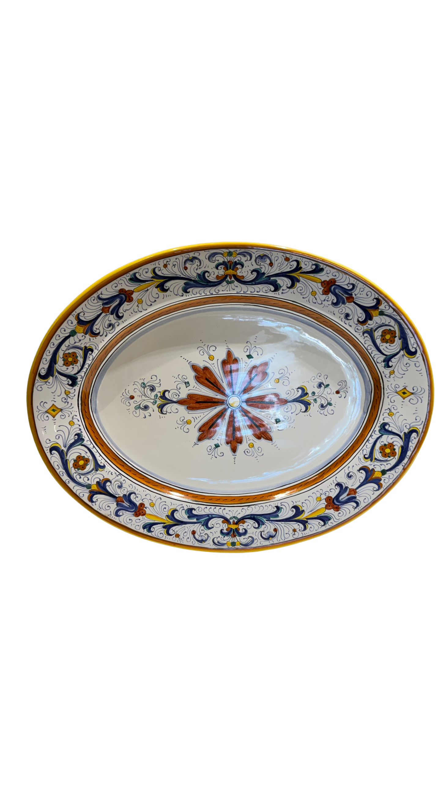 VINTAGE AND COLLECTIBLE CERAMICS Ricco Deruta CAMA Oval Platter – Hand-Painted Italian Maiolica