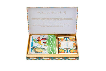 Summer in Sorrento Gift Set — Hand-Painted Coastal Soap Dish & Italian Citrus Soap