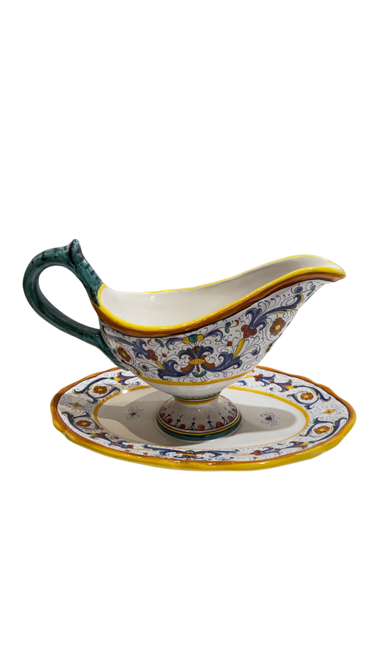 VINTAGE AND COLLECTIBLES Ricco Deruta Gravy Boat with Underplate — CAMA Ceramiche