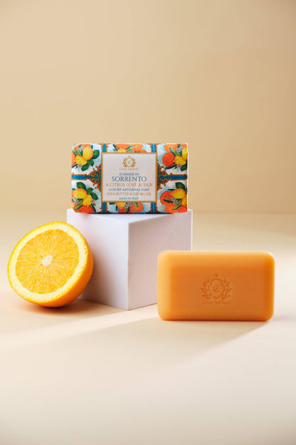Summer in Sorrento Gift Set — Hand-Painted Coastal Soap Dish & Italian Citrus Soap