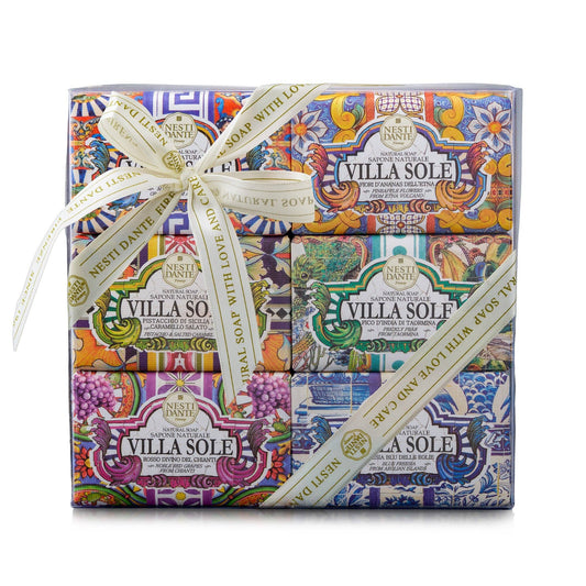Villa Sole Italian Soap Gift Set — Six Majolica-Wrapped Bars from Florence