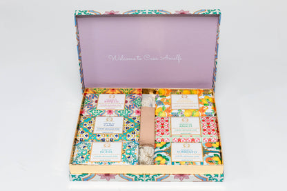 Maiolica Gift Box — Six Italian Soaps & Sisal Soap Bag