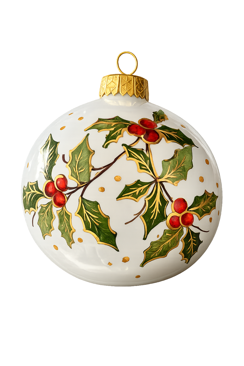 Personalized Ornament - Holly/ 24 Karat Gold