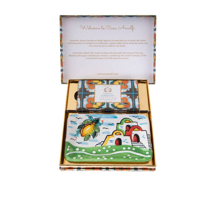 Summer in Sorrento Gift Set — Hand-Painted Coastal Soap Dish & Italian Citrus Soap