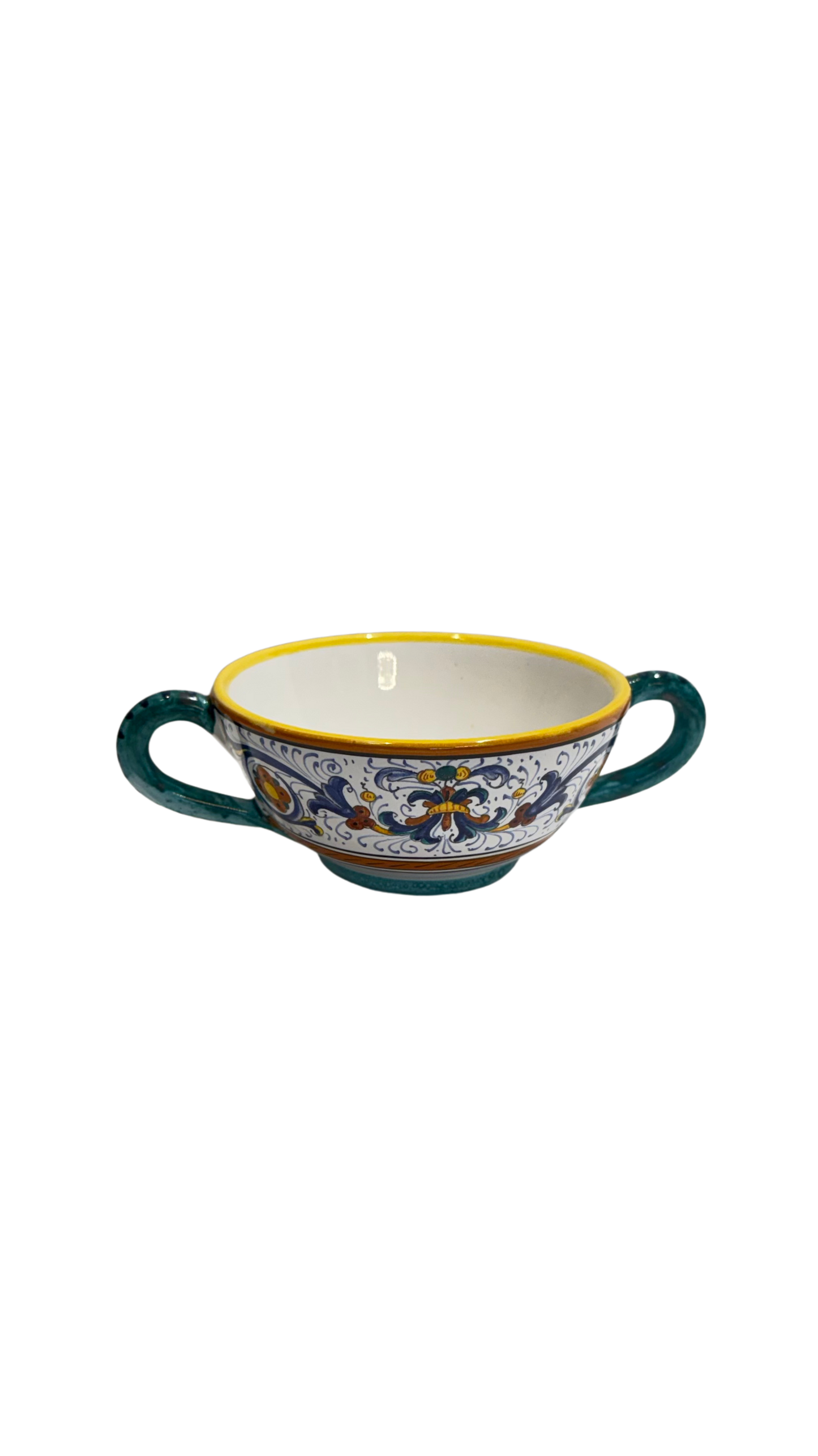 VINTAGE & COLLECTIBLE CERAMICS Double-Handled Italian Soup Bowl “Cama” – Hand-Painted Bowl