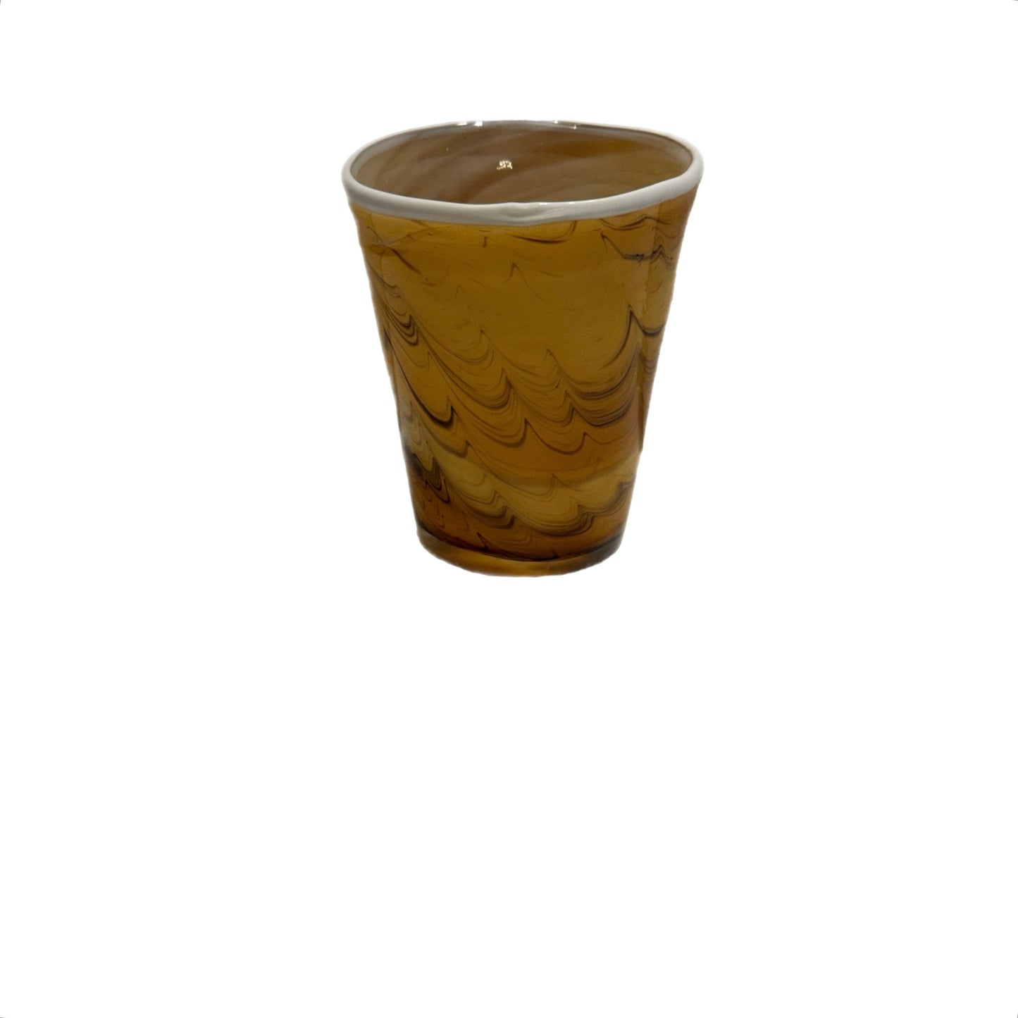 Hand-Blown Italian Glass Tumbler – Amber Shell Swirl