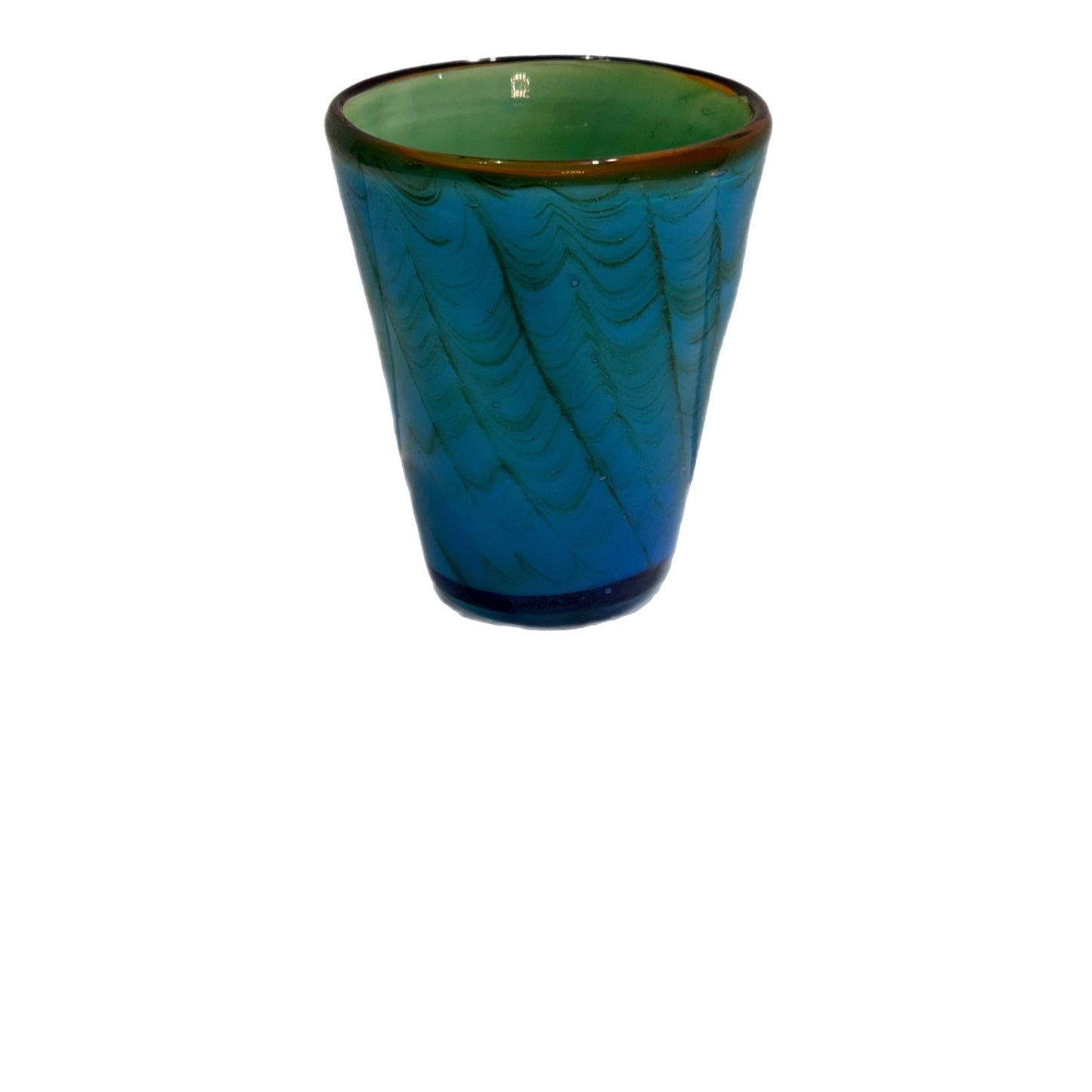 Hand-Blown Italian Glass Tumbler – Blue Green Fade