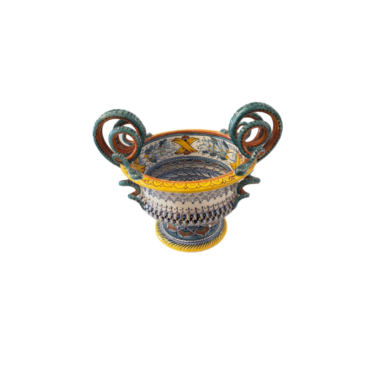 VINTAGE & COLLECTIBLE CERAMICS Italian Hand-Painted Ceramic Centerpiece by Franco Mari