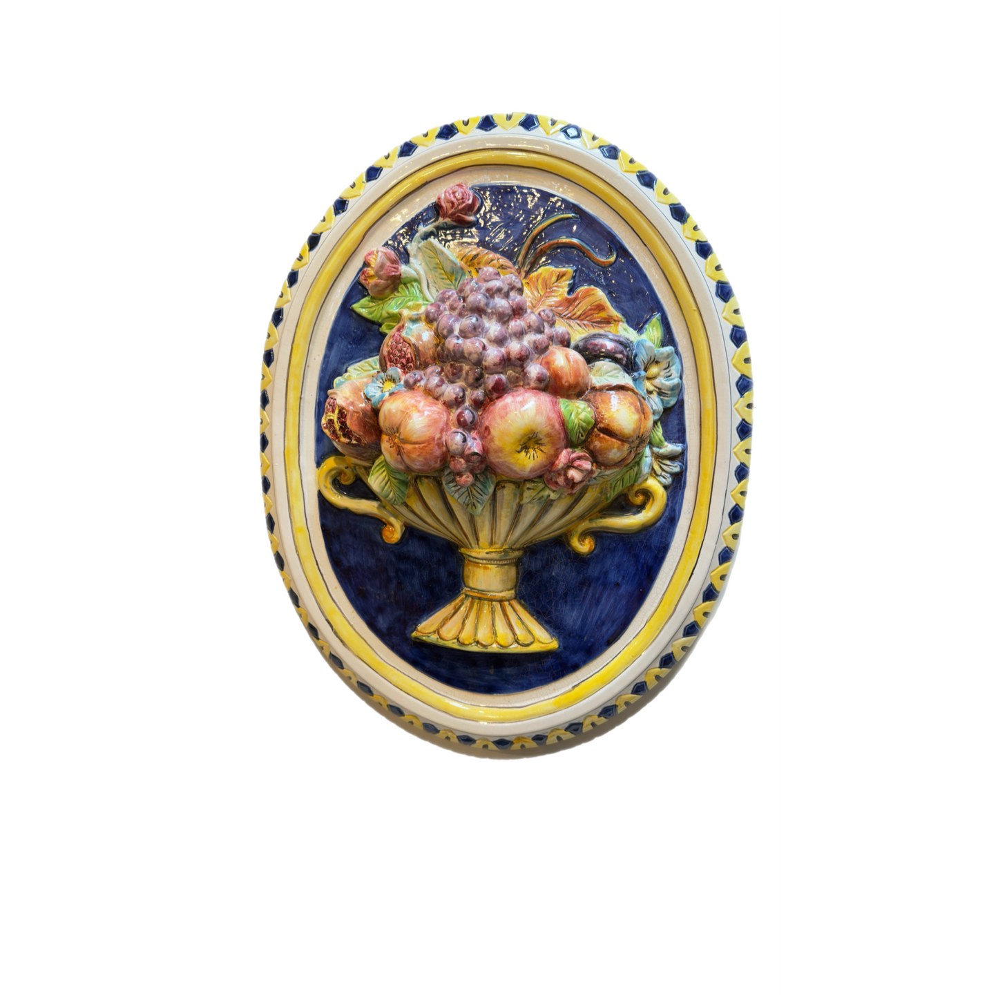 VINTAGE & COLLECTIBLE CERAMICS Italian Hand-Painted Fruit Wall Plaque