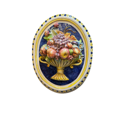 VINTAGE & COLLECTIBLE CERAMICS Italian Hand-Painted Fruit Wall Plaque