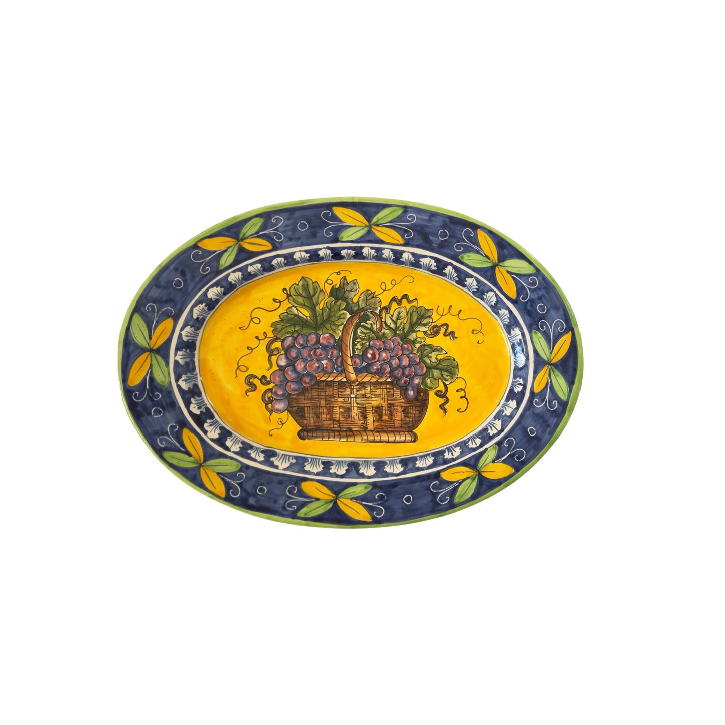 VINTAGE & COLLECTIBLE CERAMICS Italian Hand-Painted Grape Wall Plate – Oval Ceramic Art