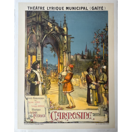 Carmosine – Théâtre Lyrique Municipal (Gaîté) | Ricordi Vintage Poster