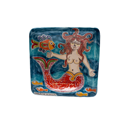 Ceramiche Di Sicilia Collectible Square Tray - Mermaid