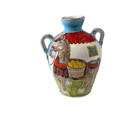 Giovanni De Simone Vintage Hand-Painted  Girl w/ Horse Vase